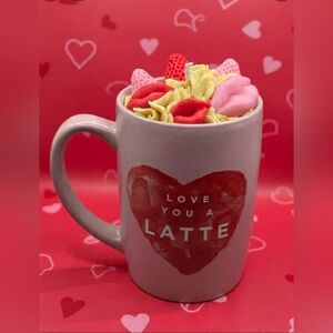 Love You a Latte Designer Mug Soy Wax Dessert Candle Handmade Gift 17 Oz